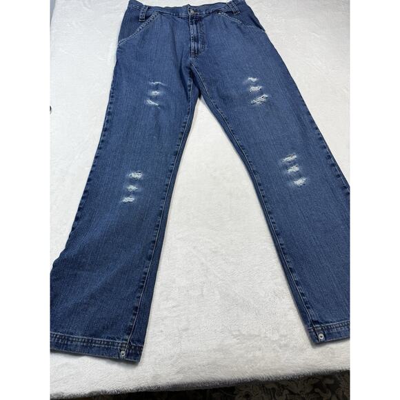 Vintage Source X Distressed Baggy Jeans Mens 36 Y2K Wide Leg Streetwear Denim - Picture 2 of 9